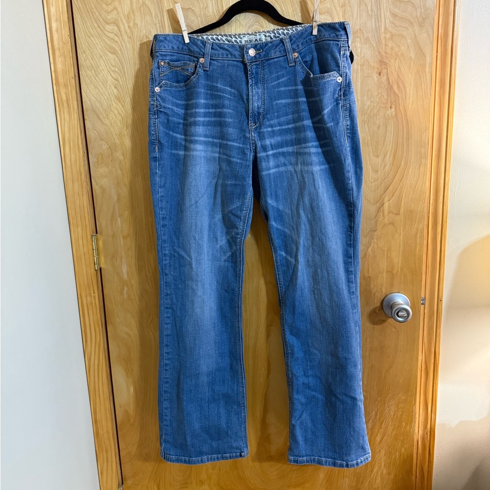 Ariat Denim Jeans 33S 33 Short High Rise Boot Light Blue Bootcut REAL Jean